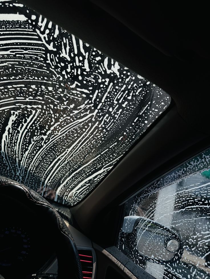 Foam on a car sunroof from inside